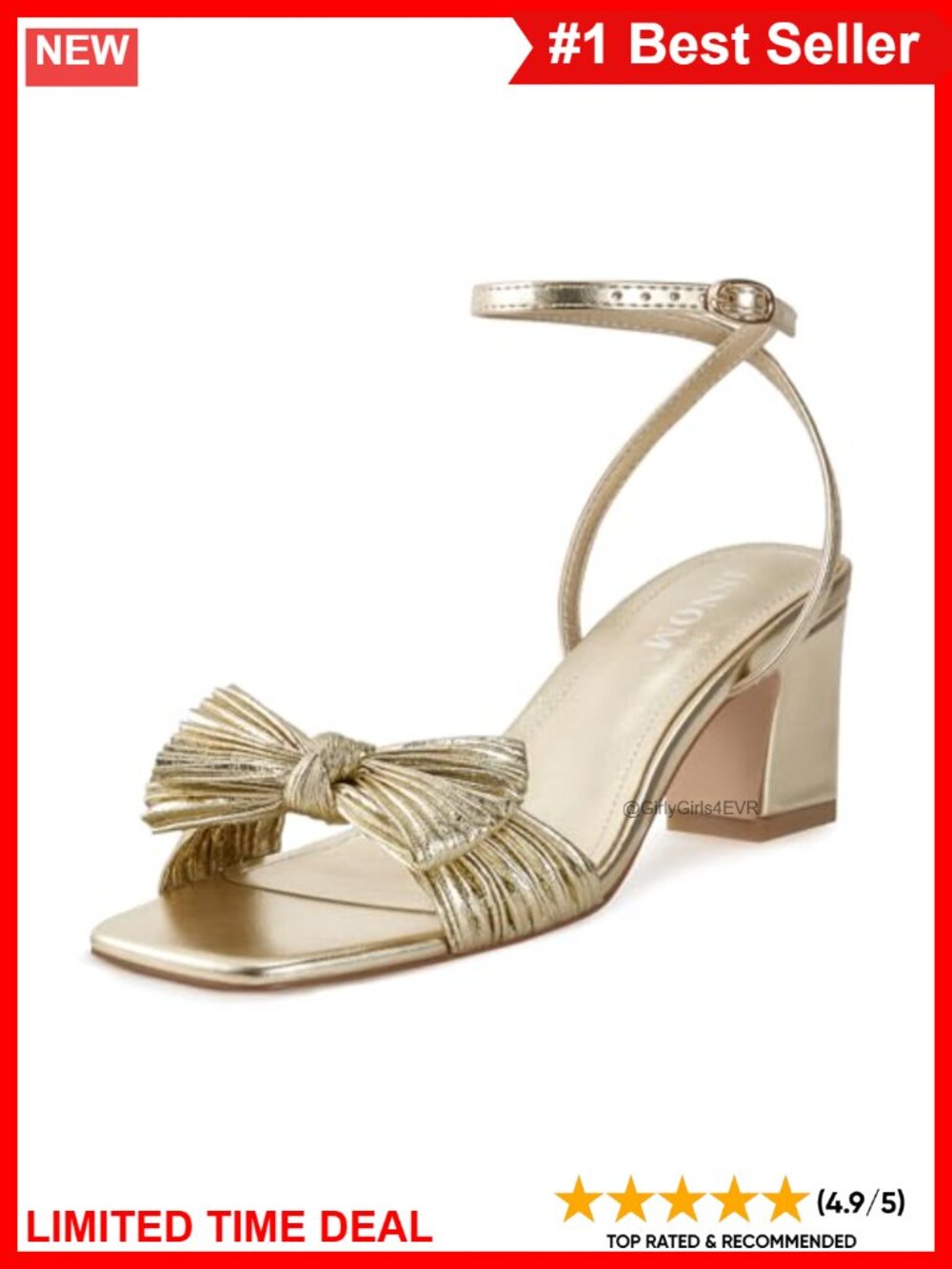 Women's Bow Knot Heeled Sandals Square Toe Ankle Strap Block Heel Dress Shoes